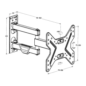 TV Bracket - for 17 - 42 inch screens, extendable, swivel, tilt TV wall mount - black