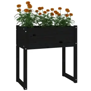 Berkfield Planter Black 78x40x81 cm Solid Wood Pine