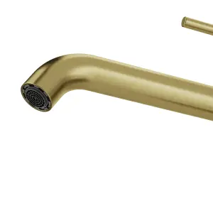 GoodHome Owens XL Satin Brass effect Round Basin Mono mixer Tap