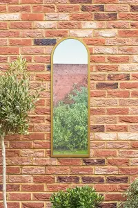 MirrorOutlet - The Arcus - Gold Metal Framed Arched Garden Wall Mirror 47" x 16" (120 x 40 cm)