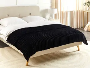 Bedspread RAKYA Faux Fur 200 x 220 cm Black