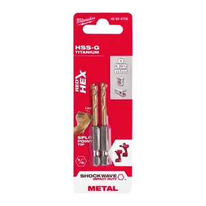 Milwaukee 48894706 3.2mm RED HEX SHOCKWAVE Impact Rated HSS-TIN Metal Drill Bit