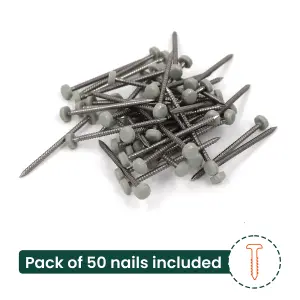 50pcs UPVC Panel Pins 40mm Poly Top Pins Nails Plastic Headed Fascia Fixings Roofing Nails Grey