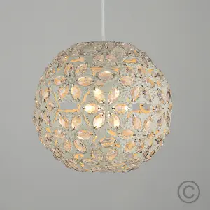 ValueLights Moroccan Contemporary Moroccan Style Shabby Chic Cream Metal Jewelled Ball Ceiling Pendant Light Shade