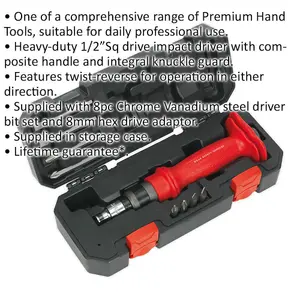 10 PACK Heavy Duty Impact Driver Set - Manual Tight Screw Remover Hammer Strike