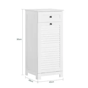 Lyonsdale Wood Cabinet Laundry Hamper with Handles White