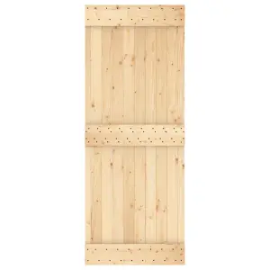 Berkfield Sliding Door with Hardware Set 80x210 cm Solid Wood Pine