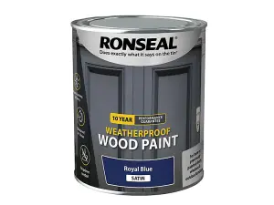 Ronseal 10 Year Weatherproof Wood Paint Satin 750ml Royal Blue