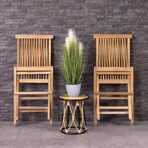 Charles Bentley Pair of Solid Wooden Teak Outdoor Folding Garden Patio Chairs