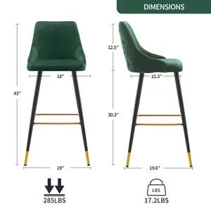 77cm Stool (Set of 2) Dark Green