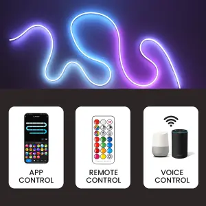 ValueLights RGBIC 3M Smart Rope Light, WiFi App Control, Music Sync Colour Changing LED Lights, Neon Strip Light