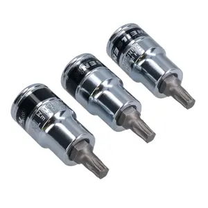 T40 Torx / Star Male Bit Sockets 1/2" Drive 3pc 55mm Chrome Vanadium CRV