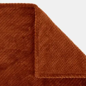 Dreamscene Luxury Large Waffle Honeycomb Mink Warm Throw, Rust - 200 x 240cm