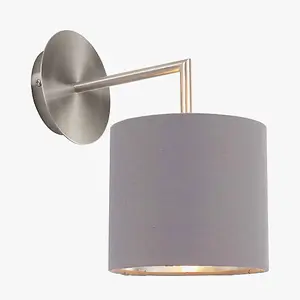 Brushed Silver and  Steel Grey Wall Light