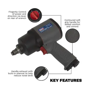 Sealey Air Impact Wrench 1/2"Sq Drive Composite - Twin Hammer SA201