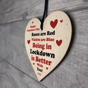 Red Ocean Valentines Day Wooden Heart Sign Lockdown Gift For Boyfriend Girlfriend Husband Wife