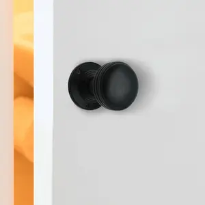 EAI - Ringed Mortice Turned Lined Door Knob Set Matt Black