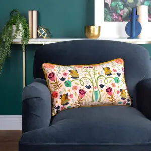 Kate Merritt Riverside Botanics Floral Velvet Piped Feather Filled Cushion