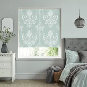 Laura Ashley Josette Corded Duckegg Floral Sunshade Roller Blind (W)150cm (L)162cm