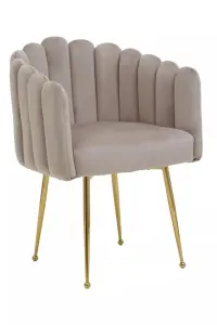 Interiors by Premier Mink Velvet Dining Chair, Modern Chair with Golden Legs, Lasting Accent Chair for Home, Office