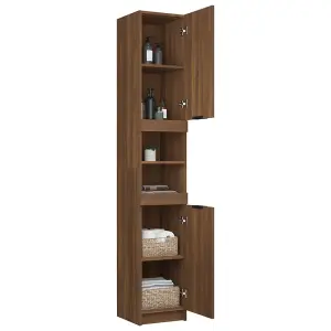 Berkfield Bathroom Cabinet Brown Oak 32x34x188.5 cm Engineered Wood