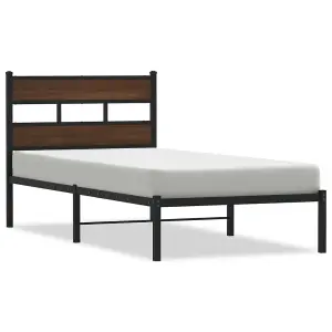 Berkfield Bed Frame without Mattress with Headboard Brown Oak 107x203 cm