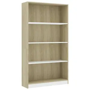 Attwood Bookcase Sonoma Oak/White / 142cm H x 80cm W x 24cm D