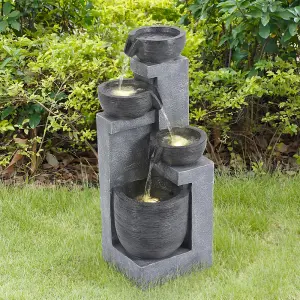 Outdoor 4-Tier Electric Water Fountain Decor with Warm Light