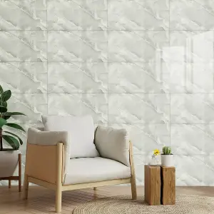 Peel and Stick Marble Look Wall Panels Self Adhesive Wall Tiles H 60 x W 30 x T 0.2cm