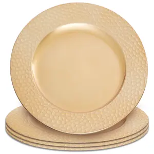 Interiors by Premier 33cm Set of 4 Gold Finish Hammered Charger Plate Set, versatile Dinnerware Set Charger Plates for Ocassions