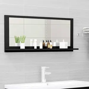 Berkfield Bathroom Mirror Black 90x10.5x37 cm Engineered Wood