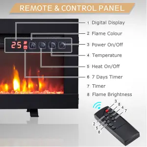 FlameKo Dilton 40"/102cm 3 in 1 Electric Fireplace, Freestanding, Wall Mounted, Recessed, Media Wall, Heater, Remote Control