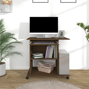 Berkfield Computer Desk Brown Oak 80x50x75 cm Engineered Wood