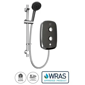 Aqualisa 9.5kw eMotion Midnight Grey Electric Shower Digital Display + Riser