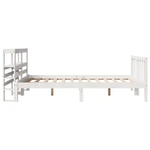 Berkfield Bed Frame without Mattress White 150x200 cm King Size Solid Wood Pine