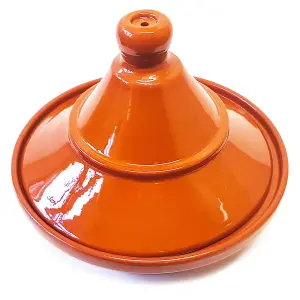 El Toro Glazed Terracotta Brown Kitchen Dining Large Tagine Dish (Diam) 27cm