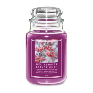 18oz Scented Glass Jar Candle Neo Berries & Space Dust  104h Burn Time with 8 Pcs Wax Melts