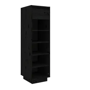 Berkfield Shoe Cabinet Black 34x30x105 cm Solid Wood Pine