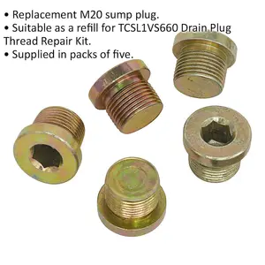 Pack of 5 M20 Sump Plugs for Drain Plug Thread Repair Kits