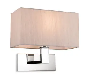 Luminosa Raffles Wall Lamp Chrome with Rectangle Oyster Shade