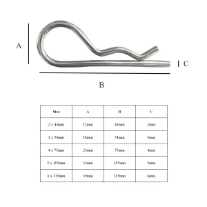 10 x R Clips 2 x 43mm for Securing Clevis Retaining Pins,