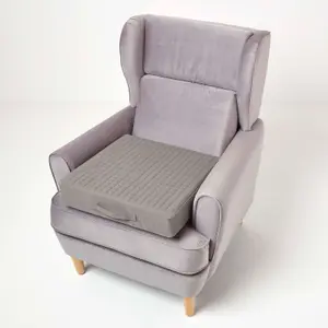 Homescapes Grey Quilted Cotton Armchair Booster Cushion Cover