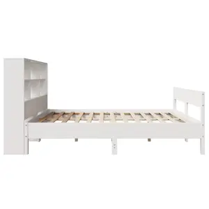 Berkfield Bookcase Bed without Mattress White 140x190cm Solid Wood Pine