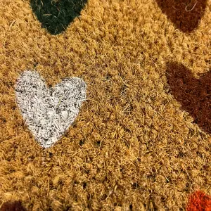 Multicolour Red Hearts Door mat, 57cm x 40cm