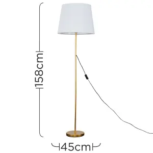 ValueLights Modern Gold Metal Standard Floor Lamp With White Tapered Shade - Includes 6w LED Bulb 3000K Warm White