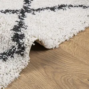 Shaggy Rug PAMPLONA High Pile Modern Cream and Black 300x400 cm