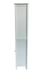 Vera Faux Rattan Tall Storage Cabinet,White