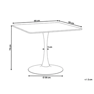 Dining Table 90 X 90 Cm Light Wood With Black BOCA