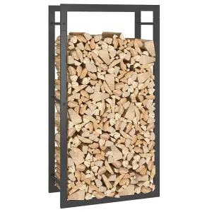 Berkfield Firewood Rack Matt Black 50x28x94 cm Steel