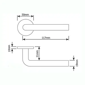 Z14 T-Bar Lever Rose Door Handle, Satin Chrome - Handlestore